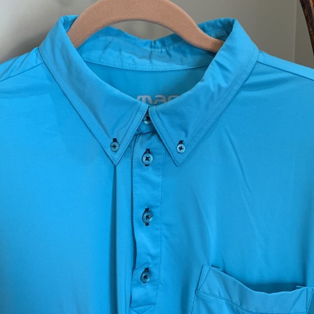 XL Blue Button Down Polo - Picture 3 of 8